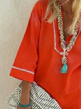 Plain plus-size loose v-neck chiffon shift dresses